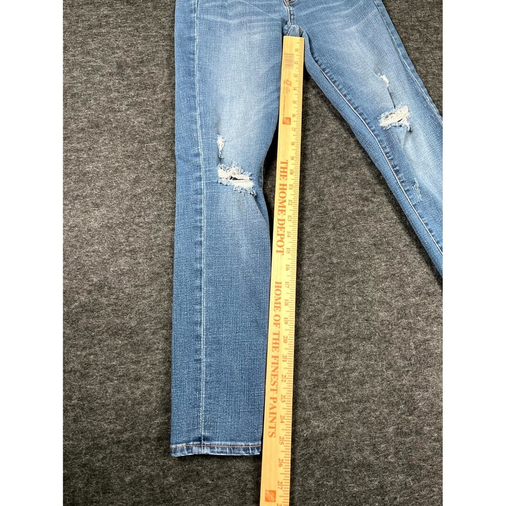 Aero Jeans Womens 2 Blue Denim Cotton Stretch Distressed High Rise Jegging - Picture 3 of 10
